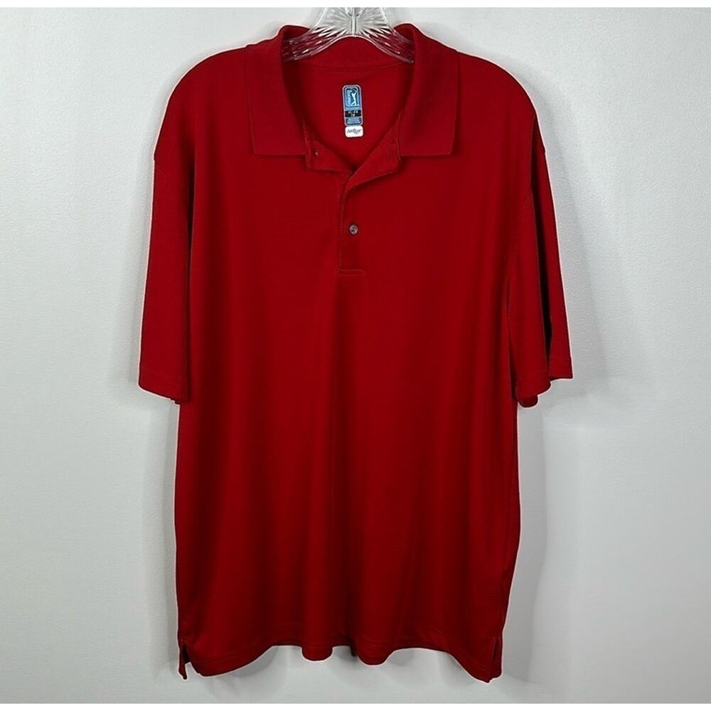 PGA Tour Airflux Men’s XL Red Short Sleeve Golf Polo Shirt Performance Mesh